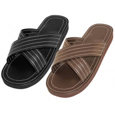 S311-M - Wholesale Men's "EasyUSA" Pu Upper X-Band Cross Slippers ( *Asst. Black And Brown )